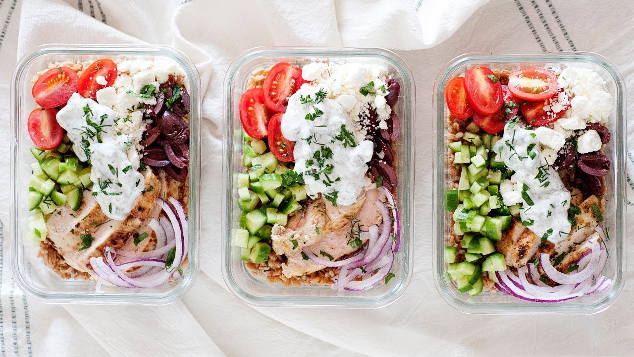 Mediterranean Chicken Meal Prep Bowls with Tahini Dressing