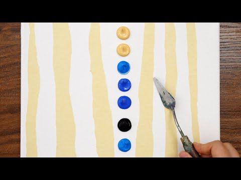 Credit card acrylic painting technique｜Birch trees｜Easy creative art (1298)