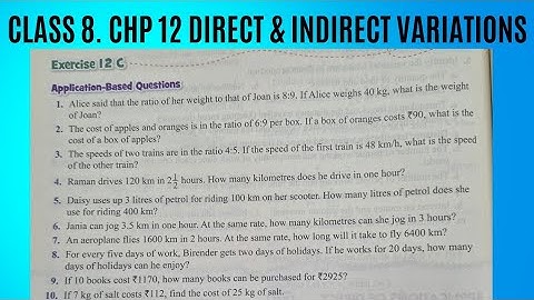 EX 12 C. Chp 12 Direct and Indirect Variations. Class 8. Oxford Maths