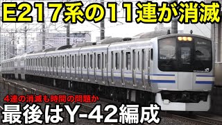 【消滅】総武快速線・横須賀線 E217系 ついに基本編成の11連が消滅しました。15両編成での運行は見納めに 2025.4
