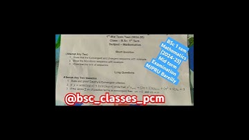 BSc 1 sem Mathematics (2024-25) Mid term Examination MJPRU Bareilly #bsc1year  @bscclassespcm