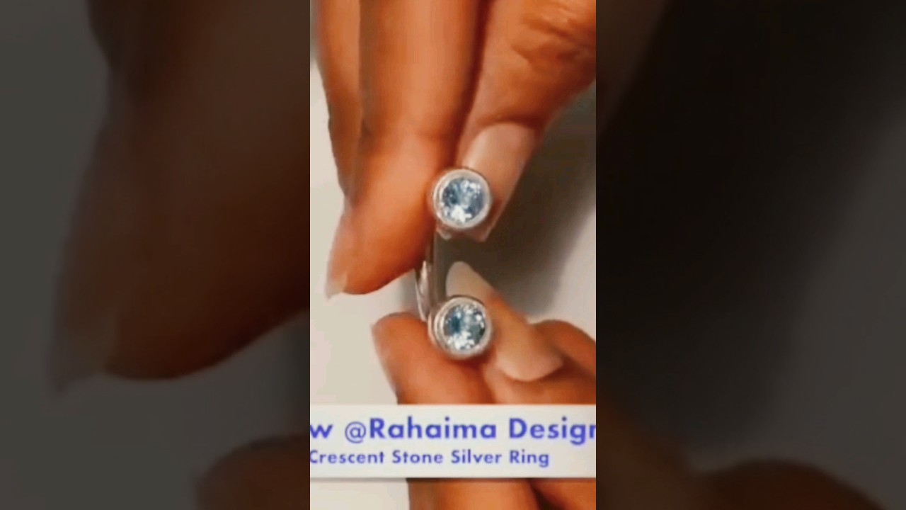 Crescent Stone Ring with blue topaz available now from www.Rahaima.com