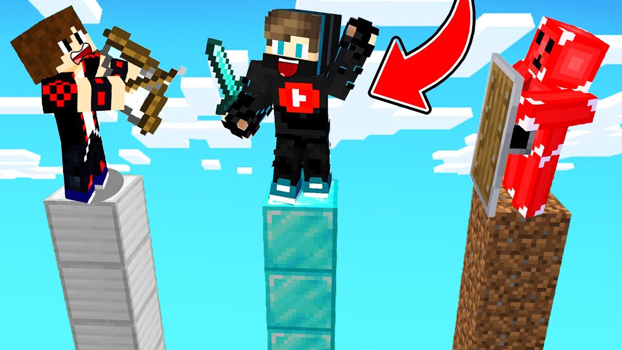 ماين كرافت : حـرب بلوكات الأعمدة ولكن بلوكات الديرت ضد الدايموند ضد الايرون !!؟ 😱🔥