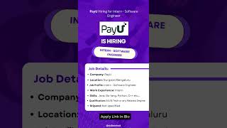 PayU Hiring for Intern - Software Engineer  #hiring