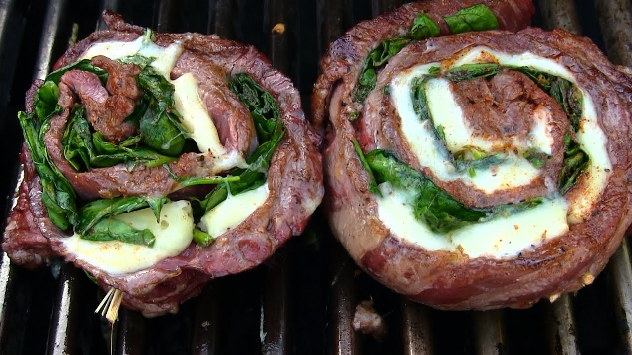 Grilled Skirt Steak With Bacon Asparagus Pinwheels Dutch Oven Beans