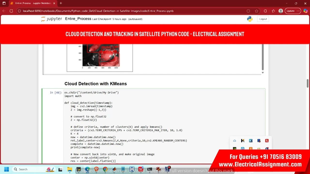 Cloud Detection and tracking in Satellite python code - Electrical Assignment