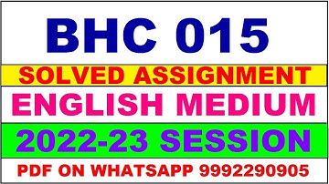 bhc 15 solved assignment 2022-23 | bhc 15 solved assignment in english 2022-2023 | bhc 15 2023