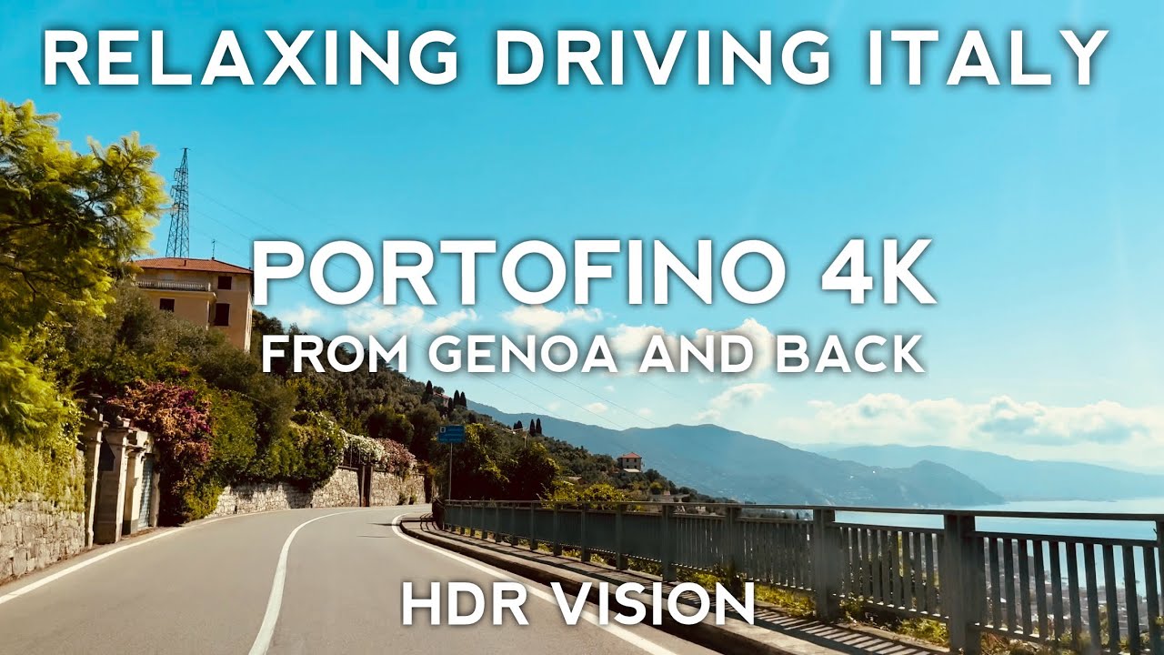 Driving Italian Coast in 4K - To Portofino from Genoa - Full Video 2 hours - Italy Travel Video