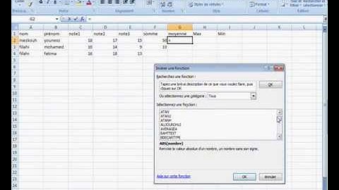 tutoriel Excel 2007 les fonctions : Somme, Moyenne, MAx, Min