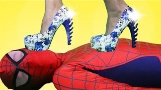 Spiderman vs Princess Rapunzel High Heel Shoes! w/ Joker vesves Paw Patrol Marshall in Real Lif