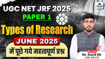 Types of Research | UGC NET Paper 1 Research Aptitude | UGC NET Paper 1 | UGC NET PYQs |Sunil Sir