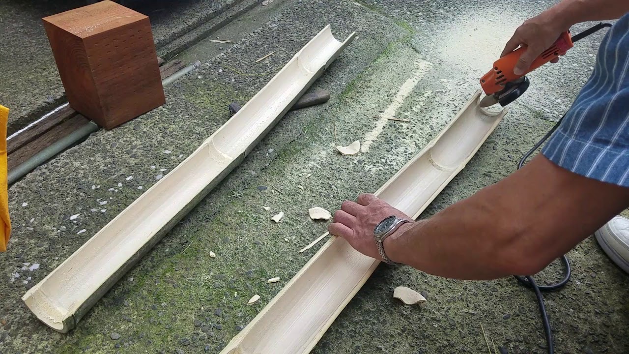 そうめん流し竹の節削り 流しそうめん用竹の製作 - YouTube