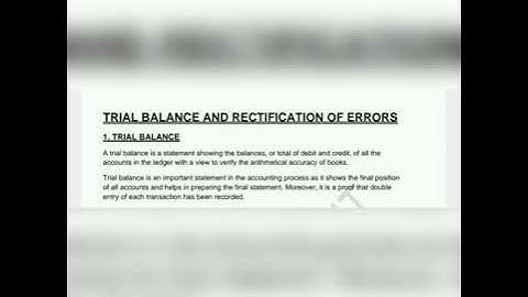 IGNOU UNIT 7 TRIAL BALANCE & RETIFICATION OF ERROR BCOC 131 NOTES