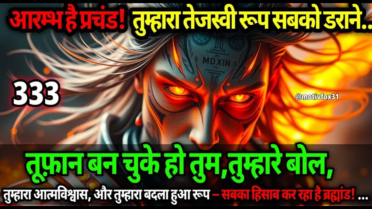 आरम्भ है प्रचंड!  तुम्हारा तेजस्वी रूप सबको डराने लगा है, तूफ़ान बन चुके हो  तुम    #UniverseMessage