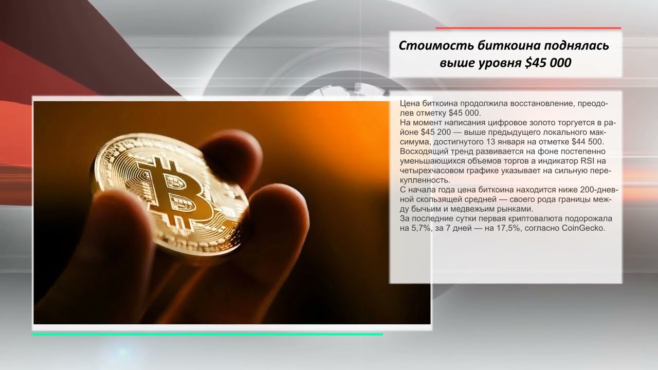 Kiplar новости. Стоимость биткоина поднялась выше уровня $45 000.