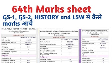 64th BPSC FINAL MARKSHEET || GS-1 & GS-2 & HISTORY & LSW #BPSC