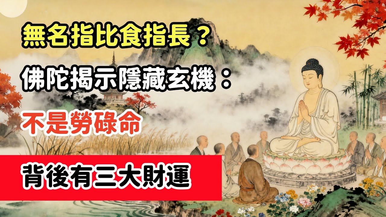 無名指比食指長？佛陀揭示隱藏玄機：不是勞碌命，背後有三大財運#佛教 #佛家 #佛法#佛學知識 #佛學智慧#修心修行#佛教文化#禪悟人生#傳統文化#念佛修行#因果正見#修行障礙化解#生死因果#佛教故事#