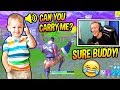 TFUE PLAYS FORTNITE WITH A CUTE LITTLE KID! *ADORABLE* Fortnite SAVAGE & FUNNY Moments