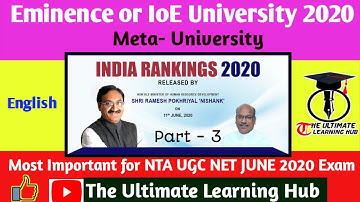 NIRF Ranking 2020/ Top Universities in India/ Most expected for NTA UGC NET JUNE 2020 Exam/Paper-1.