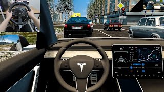 City Car Driving - Tesla Model 3 Performance [Steering Wheel Gameplay]