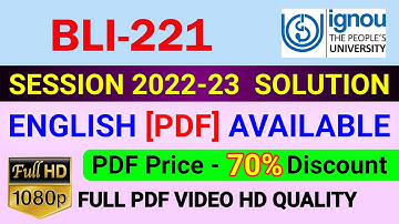 BLI-221 Solved Assignment in English 2022-23, BLI 221 Solve Assignment 2023, BLI 221 Assignment