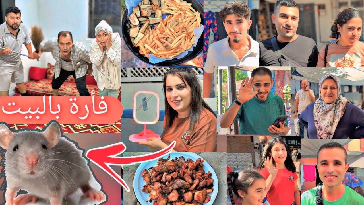 دخل فأرة على البيت🐭بنص الليل//لقاء مع المتابعين//تعزيل بيت الضيعة//طبخنا مقالي😋