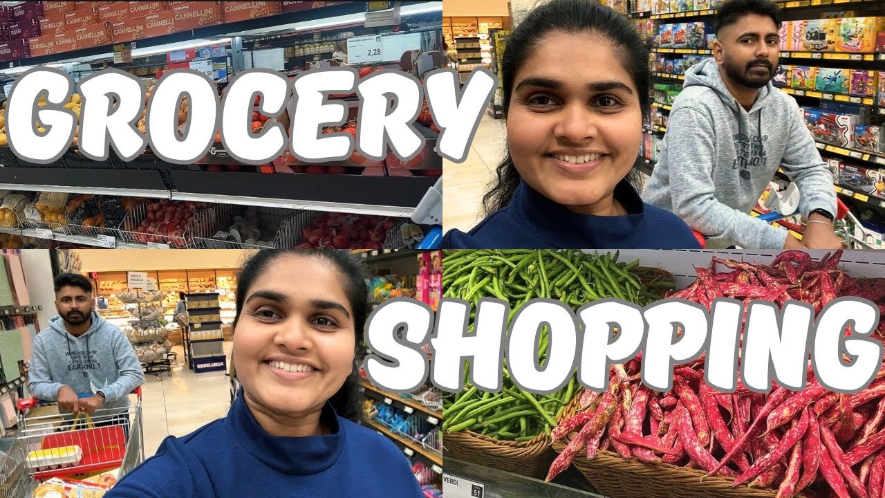 GROCERY SHOPPING IN ITALY 🇮🇹අපිත් එක්ක ඉතාලියේ සතියකට ඇති වෙන්න Grocery shopping යමු 🍎🍇🥐🧀ITALY VLOG 