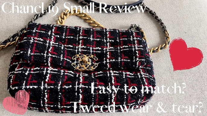 Chanel Large 19 flap bag in ribbon houndstooth tweed