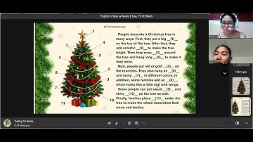 English Communication in Phan Thiet: Katie practices talking about Describing Christmas Tree