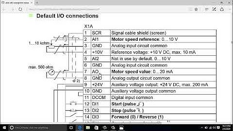 ABB drive power and  CONTROL wiring ACS 355 with parameters programming.