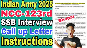Indian Army SSC NCC-123rd SSB Interview Call up Letter Instructions Download 2025, SSB Interview 