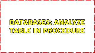 Famous Databases: Analyze table in procedure Profile