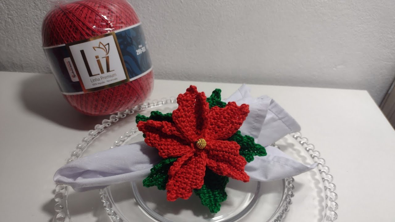 PORTA-GUARDANAPO Flor natalina/porta guardanapo de crochê por #crochedalala  - YouTube