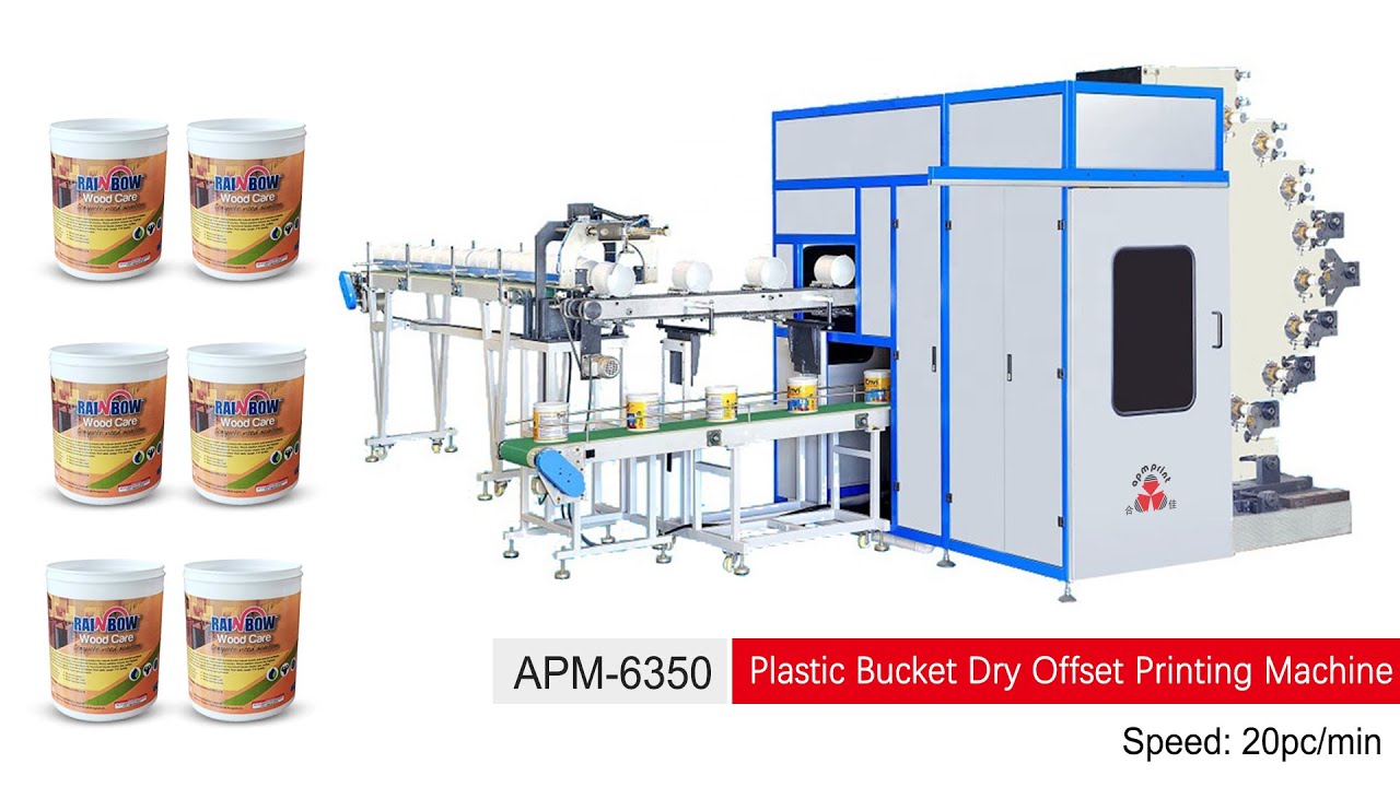 6-Color Plastic Bucket Offset Printing Machine - YouTube