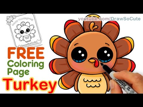 how to draw a turkey step by step