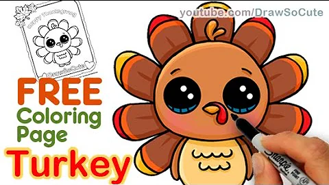 How to Draw a Cute Turkey step by step Easy Thanksgiving