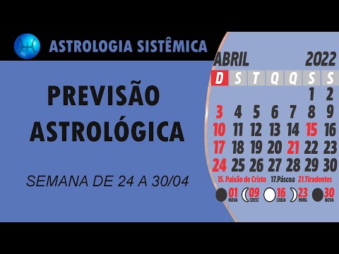 PREVISÃO ASTROLÓGICA - SEMANA DE  24 A 30 DE ABRIL DE 2022