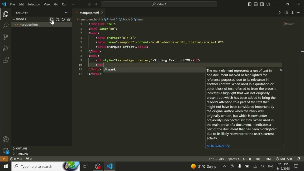 How to make Sliding Text Effect in HTML - YouTube