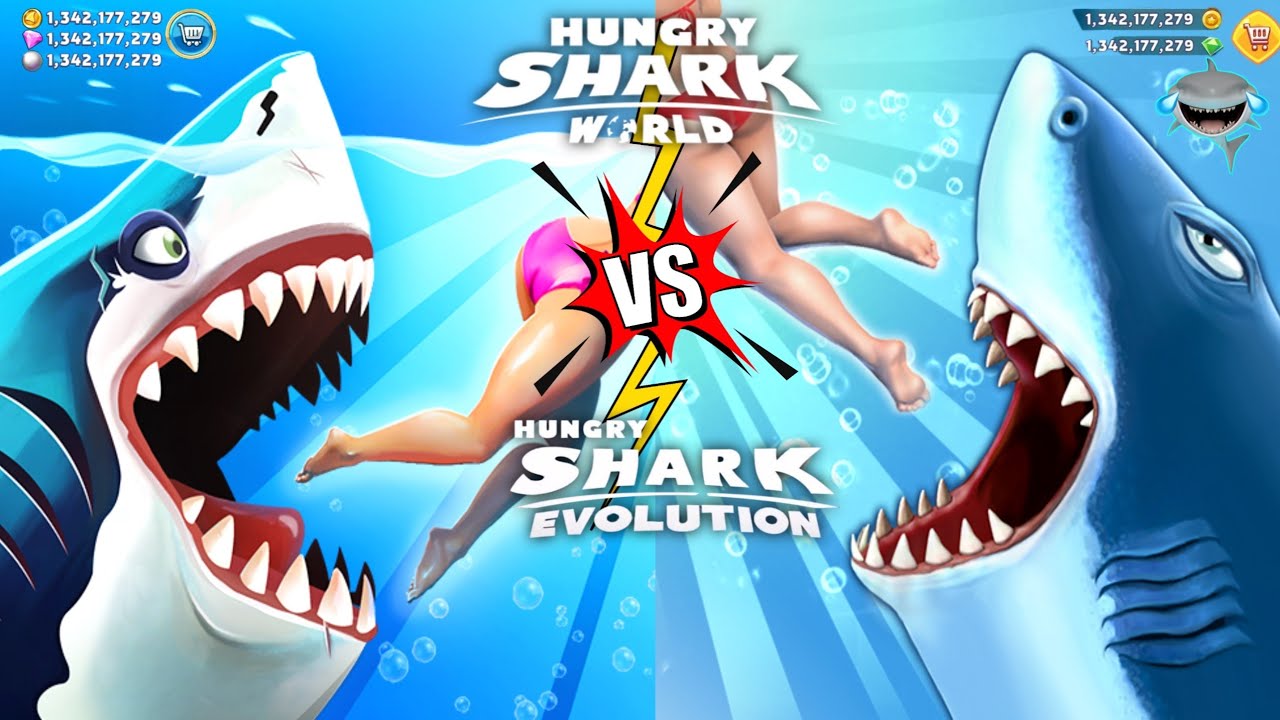 Hungry Shark Evolution vs Hungry Shark World 🔥 All Sharks Unlocked