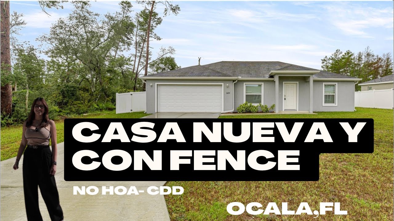 CASA NUEVA MAS BARATA EN OCALA, FL. Fence incluido / NO HOA, NO CDD / Ayuda en gastos de cierre.