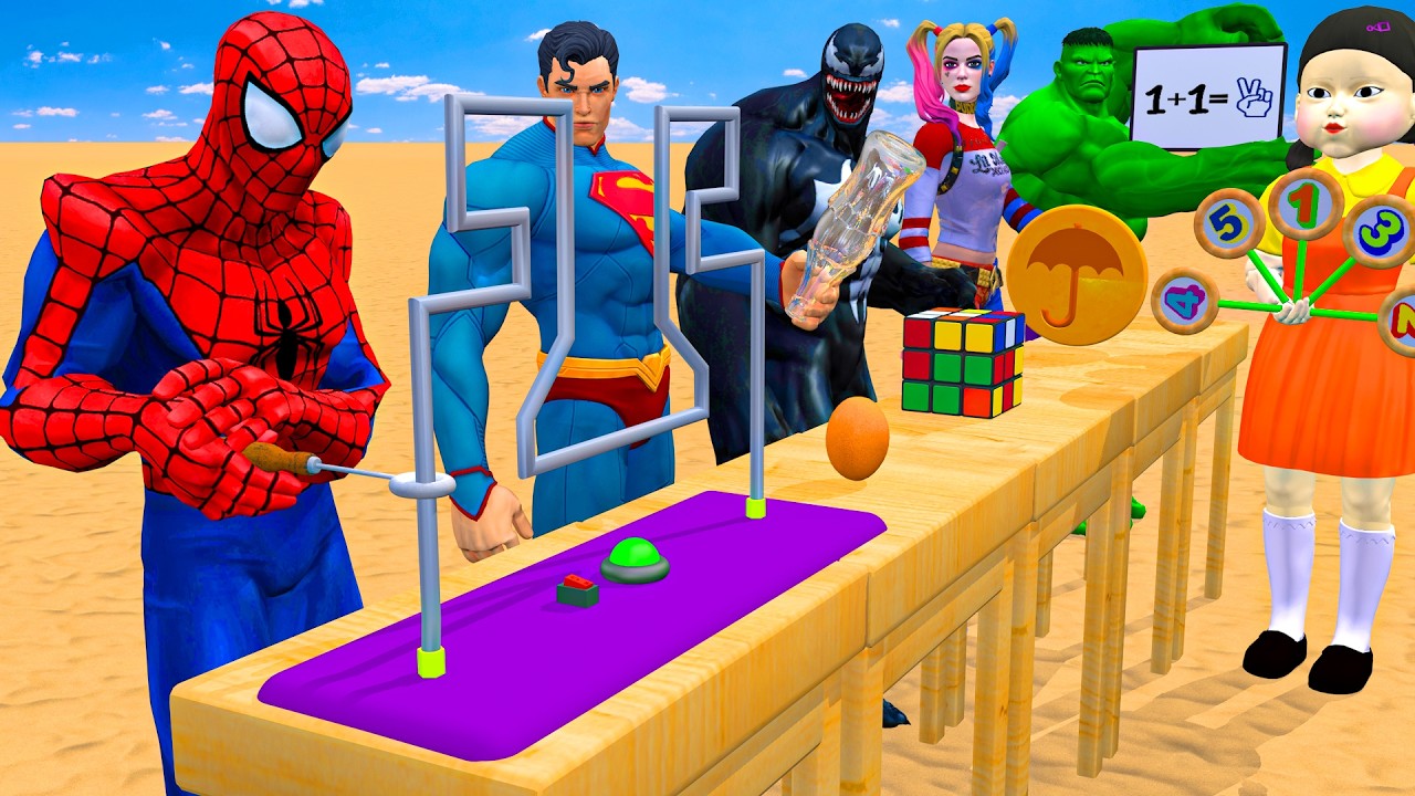 Super Hero 3D vs Squid Game Put in Key Dalgona Candy Shapes Challenge Who's Boss