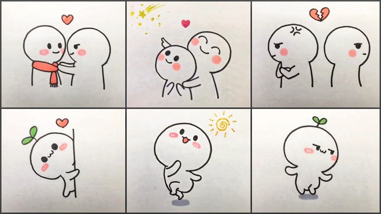 How To Draw Cute Sticker - Simple Sticker Drawing - YouTube