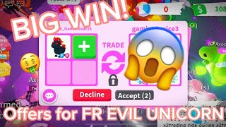 What People Offer for FR EVIL UNICORN in Adopt me Good Offers Overpays 2023