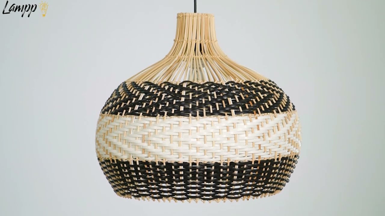 White Lampshade Rattan Pendant Light 