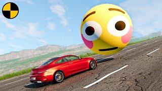 Giant Emoji Ball vs Cars 😱 BeamNG.Drive