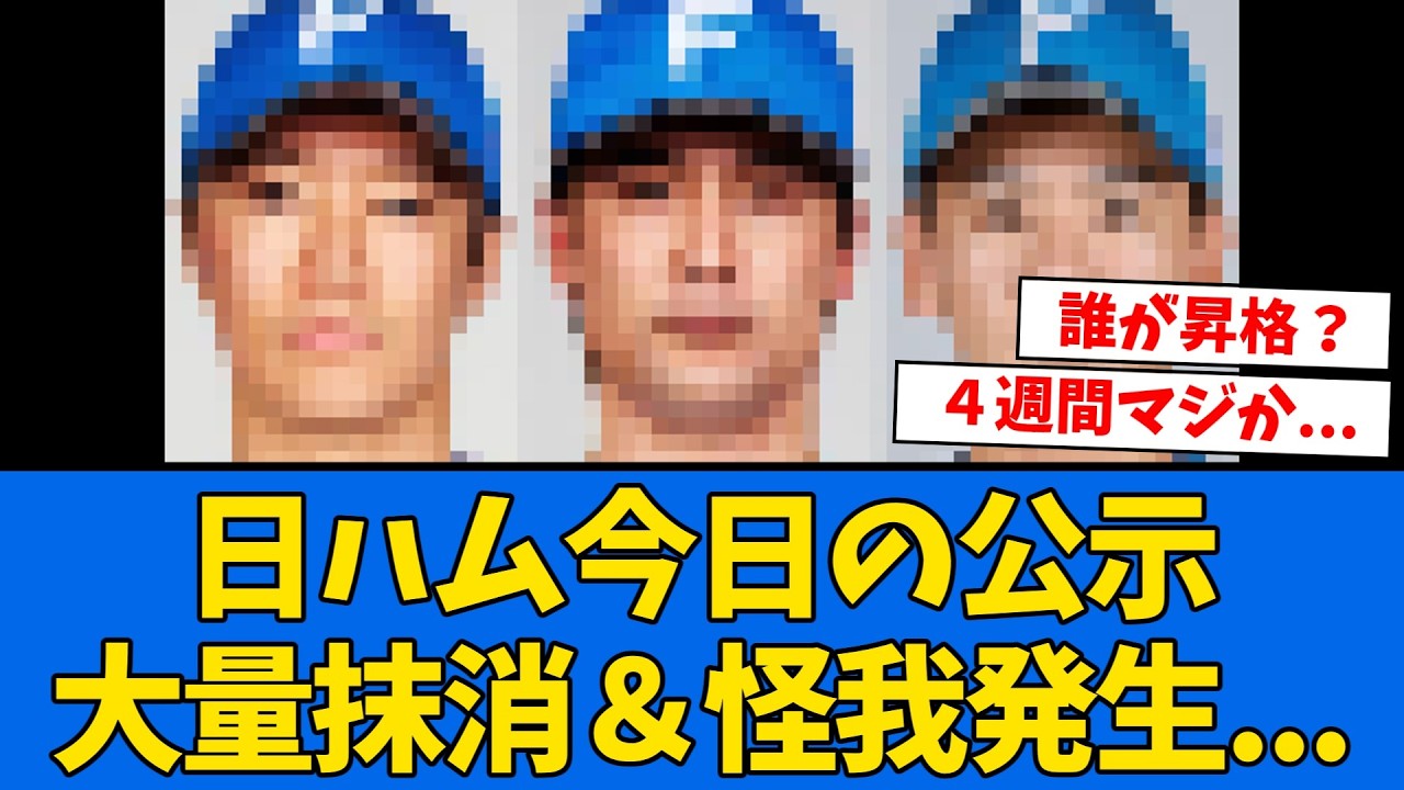 【公示】日ハム、今日の公示で大量抹消を決断!!!!!!