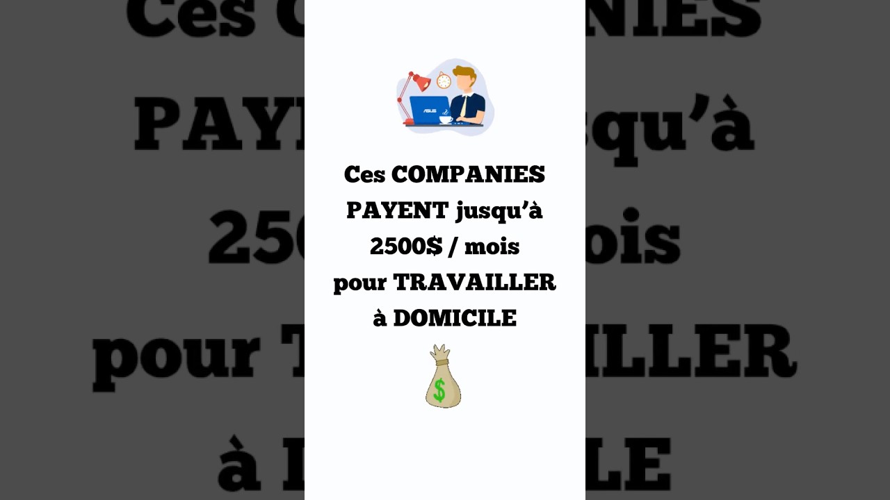 Être PAYÉ pour travailler à DOMICILE jusqu'à 2500$/mois #shorts