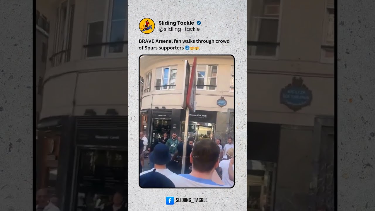 BRAVE Arsenal Fan Walks Through Crowd Of Spurs Supporters Tottenham
