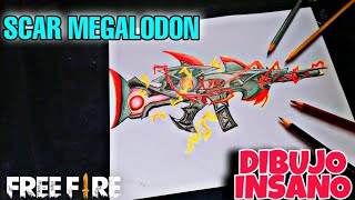 ASÍ DIBUJÉ LA LEGENDARIA 'SCAR MEGALODON' DE FREE FIRE - DIBUJOS INSANOS || TUTORIALES EN MI CANAL