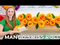 Easy Mango Swiss Roll Cake | with Mascarpone Whipped Cream & Mango Roses!